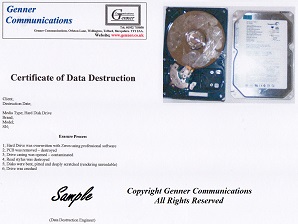 Shrewsbury Hard Disk Drive data destruction certificate