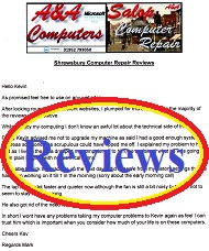 A&A Office Computer Repair Customer Letters, Reviews